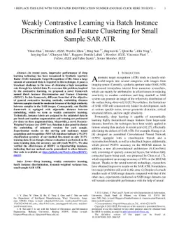Weakly Contrastive Learning via Batch Instance Discrimination and
  Feature Clustering for Small Sample SAR ATR