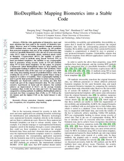 BioDeepHash: Mapping Biometrics into a Stable Code