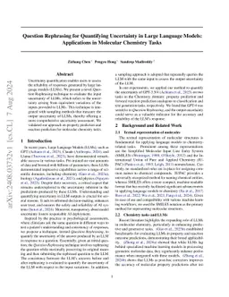 Question Rephrasing for Quantifying Uncertainty in Large Language
  Models: Applications in Molecular Chemistry Tasks