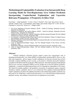 Methodological Explainability Evaluation of an Interpretable Deep
  Learning Model for Post-Hepatectomy Liver Failure Prediction Incorporating
  Counterfactual Explanations and Layerwise Relevance Propagation: A
  Prospective In Silico Trial