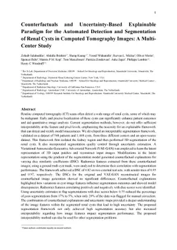 Counterfactuals and Uncertainty-Based Explainable Paradigm for the Automated Detection and Segmentation of Renal Cysts in Computed Tomography Images: A Multi-Center Study