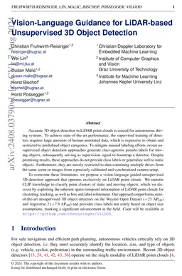 Vision-Language Guidance for LiDAR-based Unsupervised 3D Object
  Detection