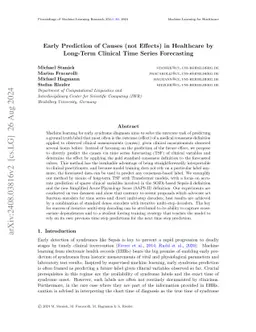 Early Prediction of Causes (not Effects) in Healthcare by Long-Term
  Clinical Time Series Forecasting