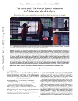 Talk to the Wall: The Role of Speech Interaction in Collaborative Visual
  Analytics