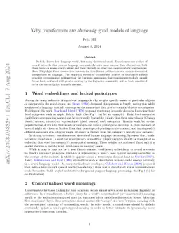 Why transformers are obviously good models of language