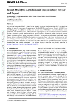 Speech-MASSIVE: A Multilingual Speech Dataset for SLU and Beyond