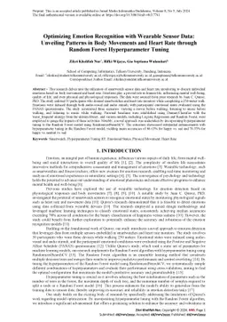 Optimizing Emotion Recognition with Wearable Sensor Data: Unveiling
  Patterns in Body Movements and Heart Rate through Random Forest
  Hyperparameter Tuning