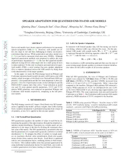 Speaker Adaptation for Quantised End-to-End ASR Models