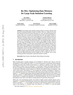 Re-Mix: Optimizing Data Mixtures for Large Scale Imitation Learning