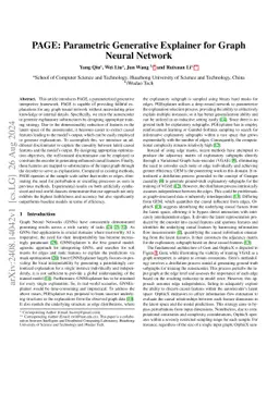 PAGE: Parametric Generative Explainer for Graph Neural Network