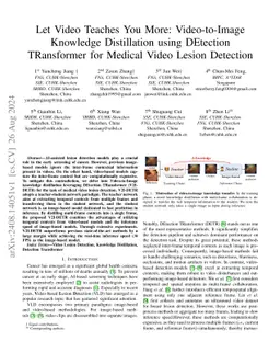 Let Video Teaches You More: Video-to-Image Knowledge Distillation using
  DEtection TRansformer for Medical Video Lesion Detection