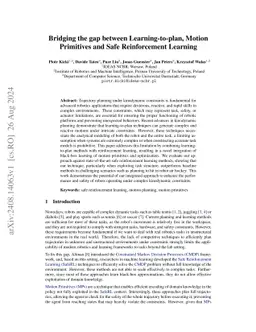 Bridging the gap between Learning-to-plan, Motion Primitives and Safe
  Reinforcement Learning