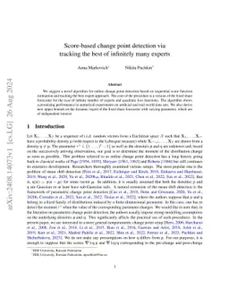 Score-based change point detection via tracking the best of infinitely many experts