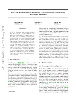 ReLExS: Reinforcement Learning Explanations for Stackelberg No-Regret
  Learners