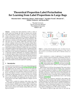 Theoretical Proportion Label Perturbation for Learning from Label
  Proportions in Large Bags