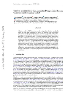 Crowd-Calibrator: Can Annotator Disagreement Inform Calibration in
  Subjective Tasks?