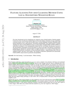 Feature Aligning Few shot Learning Method Using Local Descriptors
  Weighted Rules