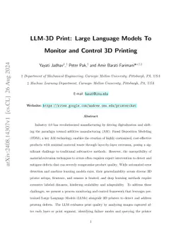 LLM-3D Print: Large Language Models To Monitor and Control 3D Printing