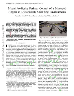 Model Predictive Parkour Control of a Monoped Hopper in Dynamically
  Changing Environments