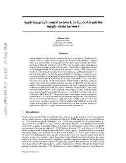 Applying graph neural network to SupplyGraph for supply chain network
