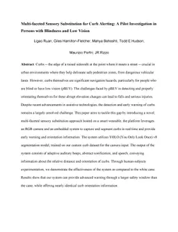 Multi-faceted Sensory Substitution for Curb Alerting: A Pilot
  Investigation in Persons with Blindness and Low Vision