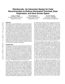 Wandercode: An Interaction Design for Code Recommenders to Reduce
  Information Overload, Ease Exploration, and Save Screen Space
