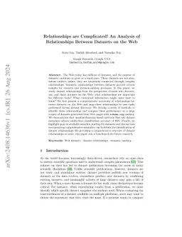 Relationships are Complicated! An Analysis of Relationships Between
  Datasets on the Web