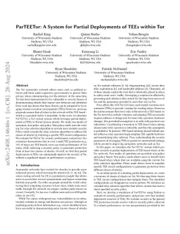 ParTEETor: A System for Partial Deployments of TEEs within Tor