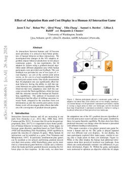 Effect of Adaptation Rate and Cost Display in a Human-AI Interaction
  Game