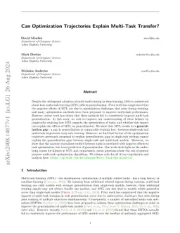 Can Optimization Trajectories Explain Multi-Task Transfer?