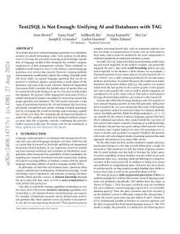 Text2SQL is Not Enough: Unifying AI and Databases with TAG