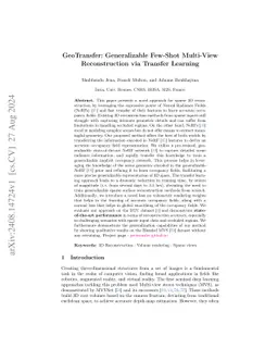 GeoTransfer : Generalizable Few-Shot Multi-View Reconstruction via
  Transfer Learning