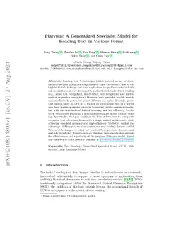 Platypus: A Generalized Specialist Model for Reading Text in Various
  Forms