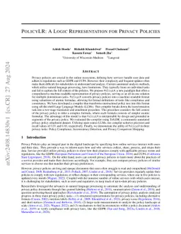 PolicyLR: A Logic Representation For Privacy Policies