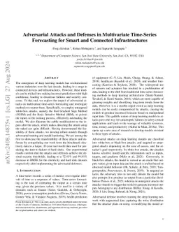 Adversarial Attacks and Defenses in Multivariate Time-Series Forecasting for Smart and Connected Infrastructures