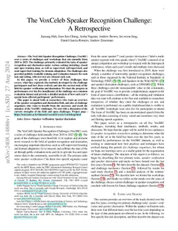 The VoxCeleb Speaker Recognition Challenge: A Retrospective