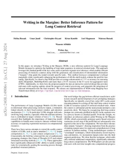 Writing in the Margins: Better Inference Pattern for Long Context
  Retrieval