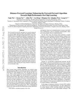 Distance-Forward Learning: Enhancing the Forward-Forward Algorithm
  Towards High-Performance On-Chip Learning