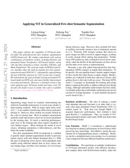 Applying ViT in Generalized Few-shot Semantic Segmentation