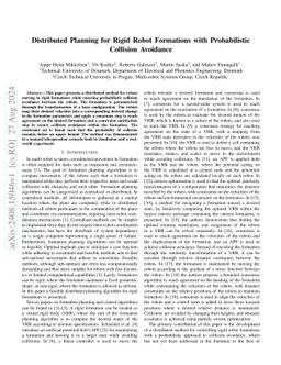 Distributed Planning for Rigid Robot Formations with Probabilistic
  Collision Avoidance