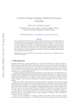 A Survey of Large Language Models for European Languages