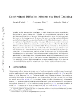 Constrained Diffusion Models via Dual Training