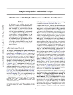 Post-processing fairness with minimal changes
