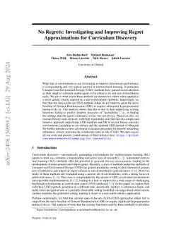 No Regrets: Investigating and Improving Regret Approximations for
  Curriculum Discovery