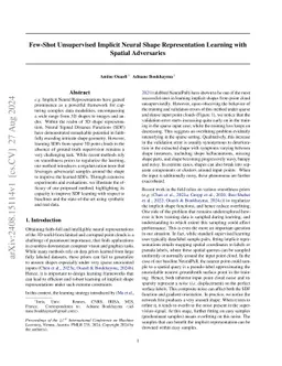 Few-Shot Unsupervised Implicit Neural Shape Representation Learning with
  Spatial Adversaries