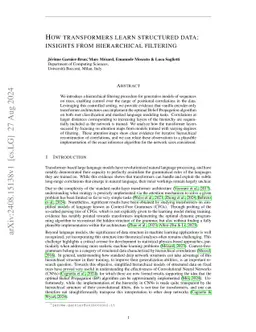 How transformers learn structured data: insights from hierarchical filtering