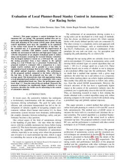 Evaluation of Local Planner-Based Stanley Control in Autonomous RC Car
  Racing Series