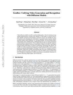 GenRec: Unifying Video Generation and Recognition with Diffusion Models