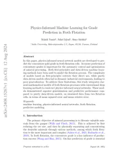 Physics-Informed Machine Learning for Grade Prediction in Froth
  Flotation
