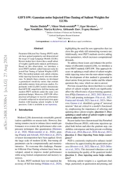 GIFT-SW: Gaussian noise Injected Fine-Tuning of Salient Weights for LLMs